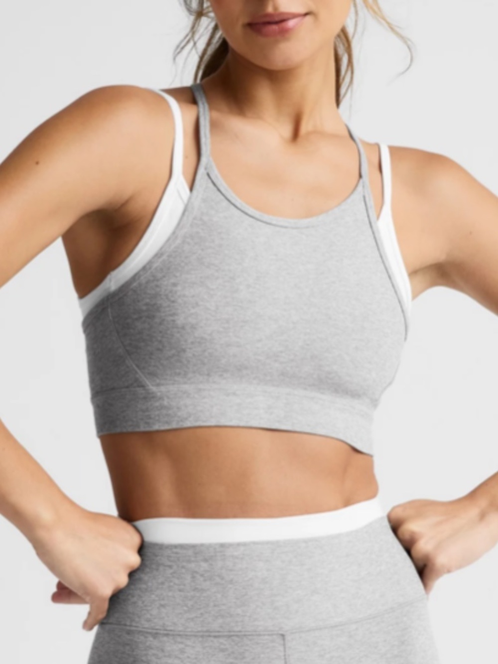 NWOT Beyond Yoga Spacedye™ Layered Long Line Bra - Grey Mist